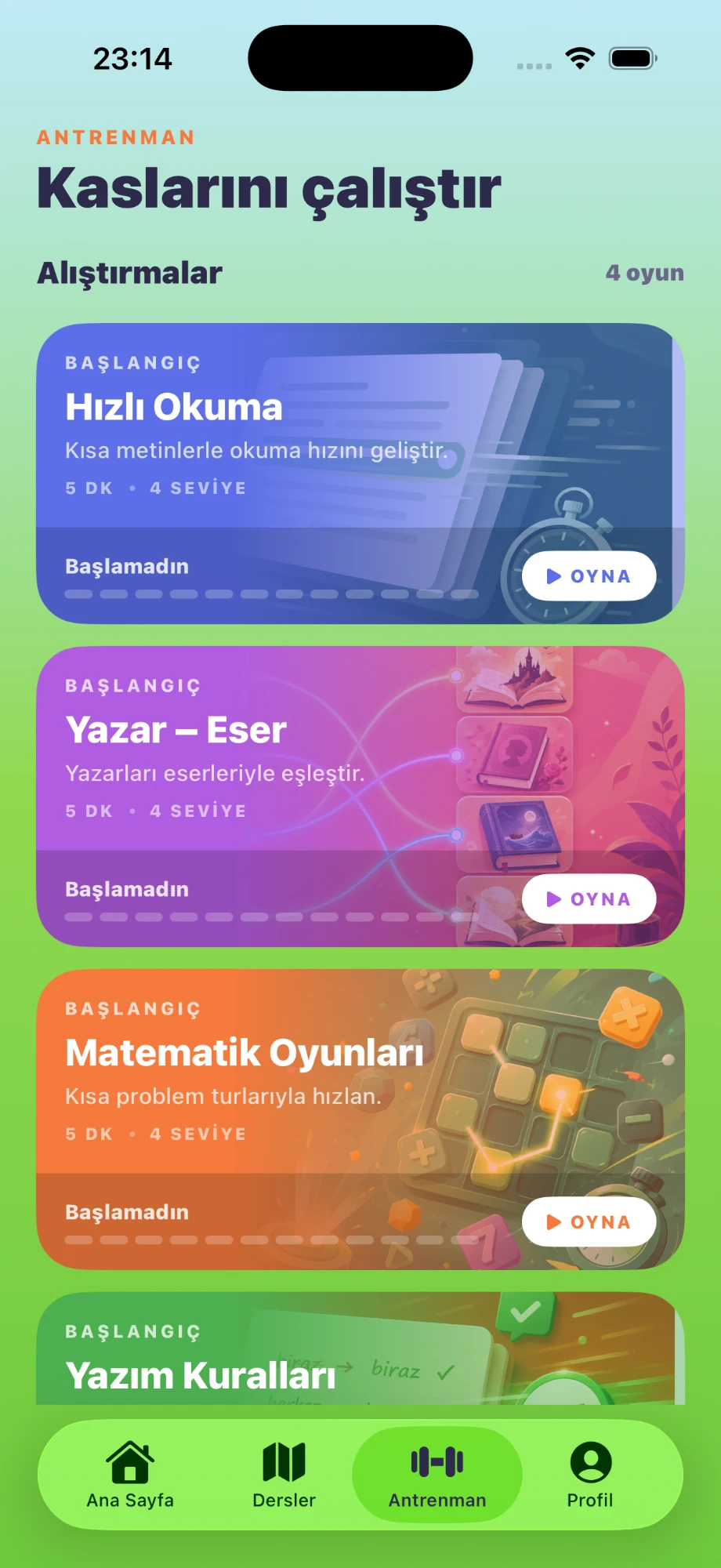 Netio hızlı okuma, yazar eser, matematik ve yazım kuralları antrenmanları